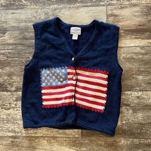 Vanity Y2K American Flag Sweater Vest, Size Medium.